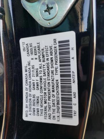 Photo 11 VIN: 2HGFB6E51CH706424 - HONDA CIVIC 