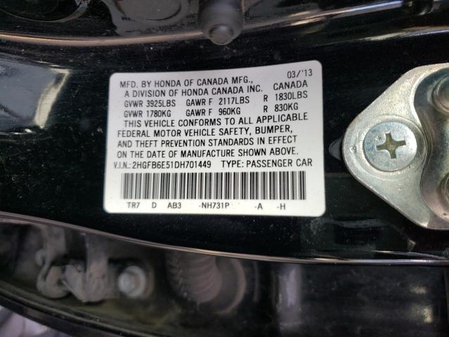 Photo 9 VIN: 2HGFB6E51DH701449 - HONDA CIVIC SI 