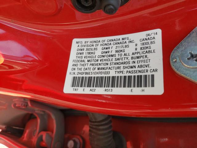 Photo 9 VIN: 2HGFB6E51EH701033 - HONDA CIVIC SI 