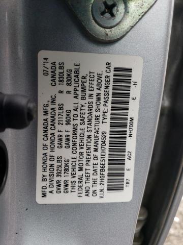 Photo 11 VIN: 2HGFB6E51EH704529 - HONDA CIVIC 