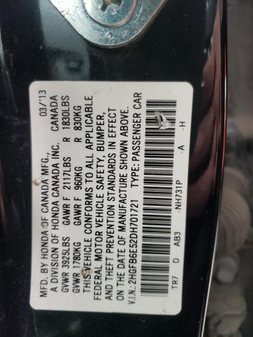 Photo 11 VIN: 2HGFB6E52DH701721 - HONDA CIVIC 