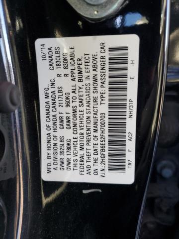 Photo 12 VIN: 2HGFB6E52FH700703 - HONDA CIVIC SI 