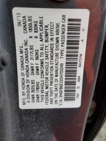 Photo 12 VIN: 2HGFB6E53DH703249 - HONDA CIVIC SI 