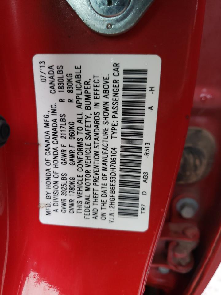 Photo 12 VIN: 2HGFB6E53DH706104 - HONDA CIVIC 