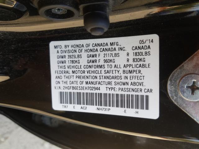 Photo 9 VIN: 2HGFB6E53EH702944 - HONDA CIVIC SI 