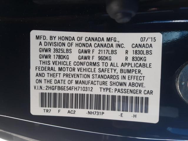 Photo 9 VIN: 2HGFB6E54FH710312 - HONDA CIVIC SI 