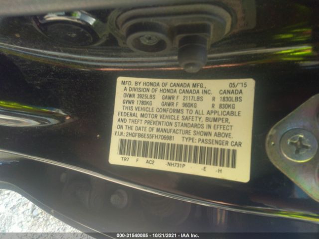 Photo 8 VIN: 2HGFB6E55FH706981 - HONDA CIVIC SEDAN 