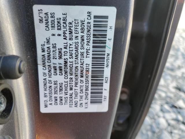 Photo 11 VIN: 2HGFB6E55FH708312 - HONDA CIVIC SI 