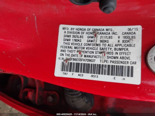 Photo 8 VIN: 2HGFB6E55FH709637 - HONDA CIVIC 