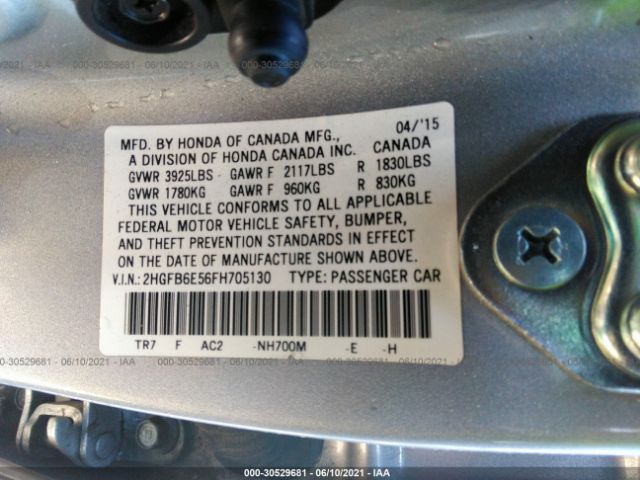 Photo 8 VIN: 2HGFB6E56FH705130 - HONDA CIVIC SEDAN 