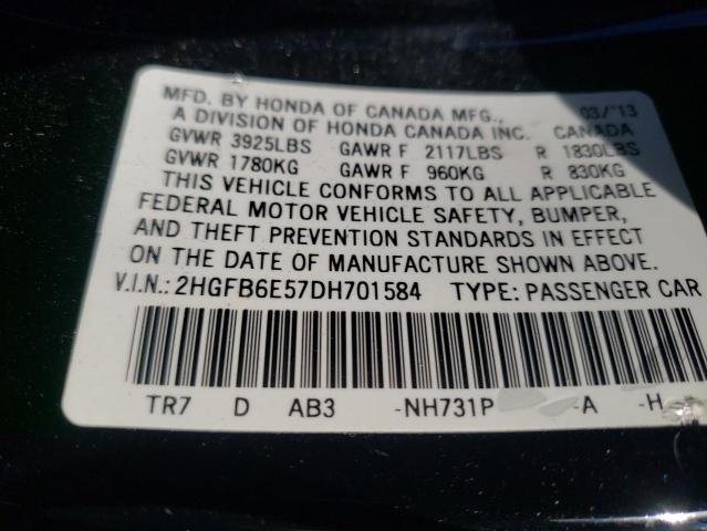 Photo 9 VIN: 2HGFB6E57DH701584 - HONDA CIVIC SI 