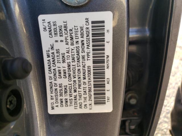 Photo 11 VIN: 2HGFB6E57EH700839 - HONDA CIVIC 