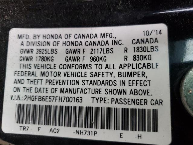 Photo 11 VIN: 2HGFB6E57FH700163 - HONDA CIVIC SI 