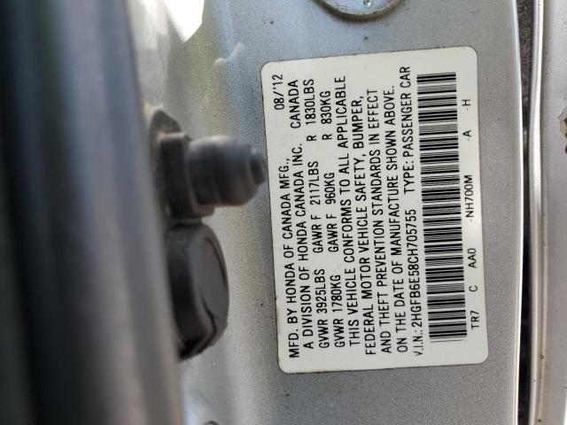 Photo 11 VIN: 2HGFB6E58CH705755 - HONDA CIVIC 