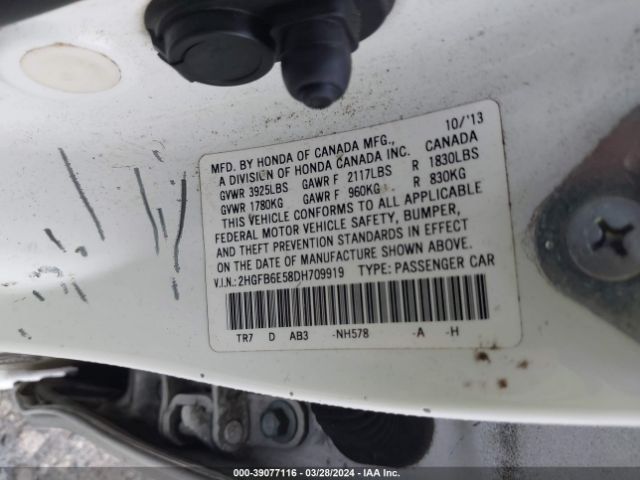 Photo 8 VIN: 2HGFB6E58DH709919 - HONDA CIVIC 