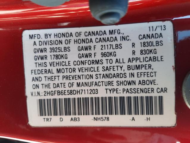 Photo 9 VIN: 2HGFB6E58DH711203 - HONDA CIVIC SI 