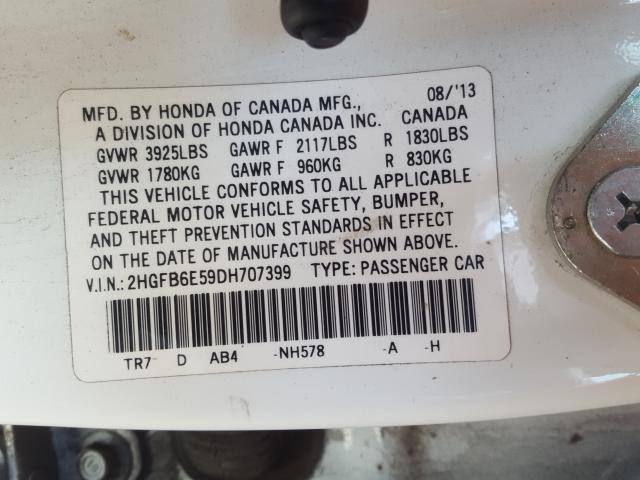 Photo 9 VIN: 2HGFB6E59DH707399 - HONDA CIVIC SI 