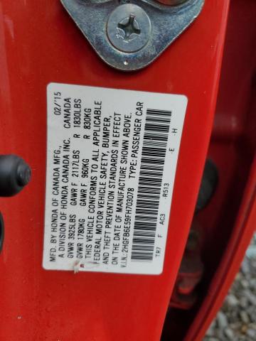 Photo 12 VIN: 2HGFB6E59FH703078 - HONDA CIVIC SI 