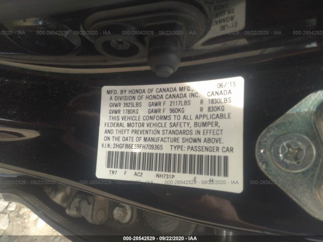 Photo 8 VIN: 2HGFB6E59FH709365 - HONDA CIVIC SEDAN 