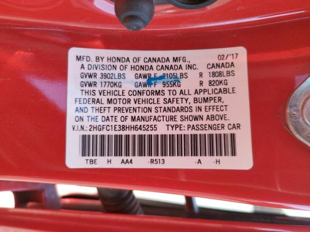 Photo 9 VIN: 2HGFC1E38HH645255 - HONDA CIVIC EX 