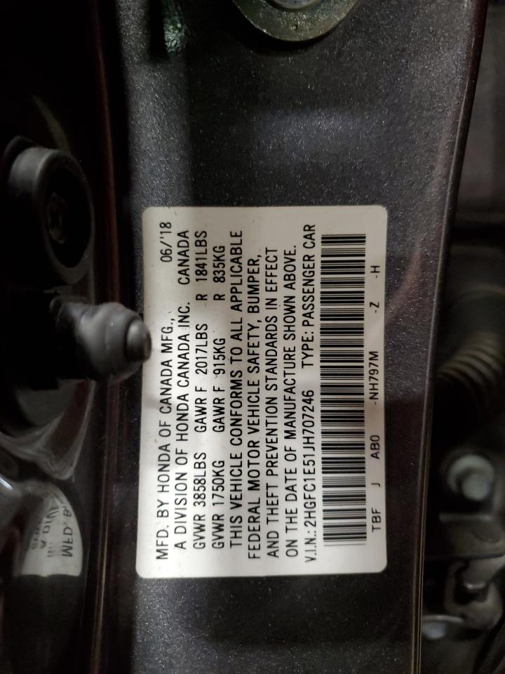 Photo 12 VIN: 2HGFC1E51JH707246 - HONDA CIVIC 