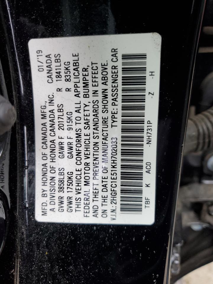 Photo 11 VIN: 2HGFC1E51KH702033 - HONDA CIVIC SI 