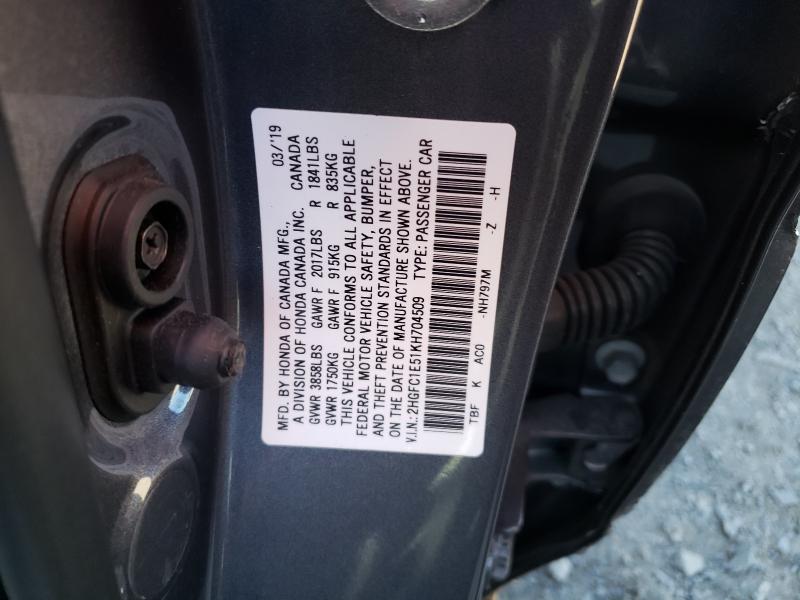 Photo 9 VIN: 2HGFC1E51KH704509 - HONDA CIVIC SI 