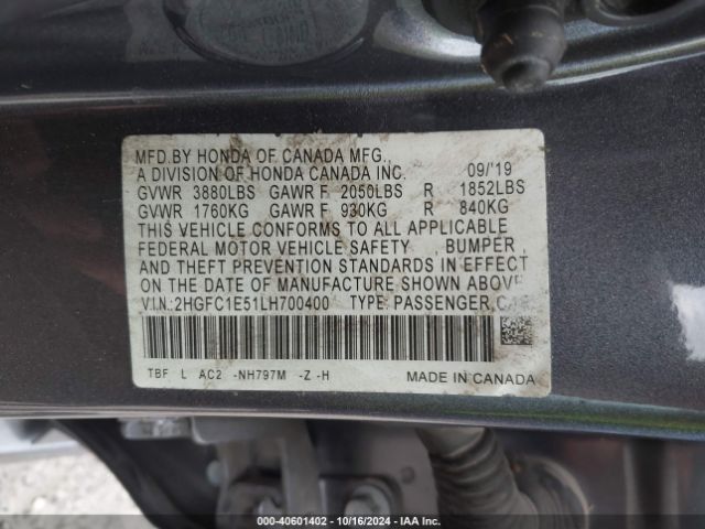 Photo 8 VIN: 2HGFC1E51LH700400 - HONDA CIVIC 