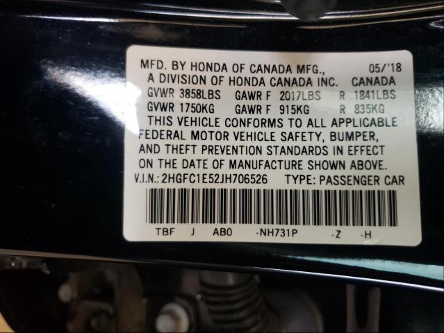 Photo 9 VIN: 2HGFC1E52JH706526 - HONDA CIVIC SI 