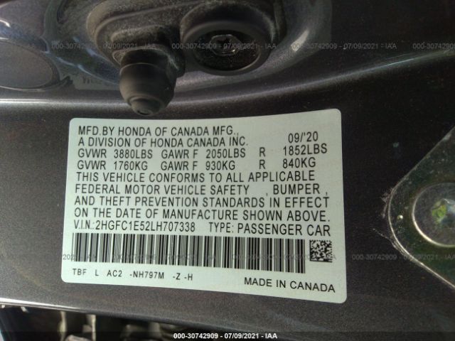 Photo 8 VIN: 2HGFC1E52LH707338 - HONDA CIVIC SI SEDAN 