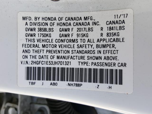 Photo 9 VIN: 2HGFC1E53JH701321 - HONDA CIVIC SI 