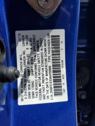 Photo 12 VIN: 2HGFC1E53KH702969 - HONDA CIVIC 