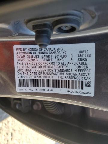 Photo 11 VIN: 2HGFC1E53KH708030 - HONDA CIVIC 