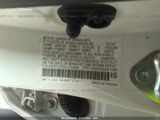 Photo 8 VIN: 2HGFC1E53LH704688 - HONDA CIVIC SI SEDAN 