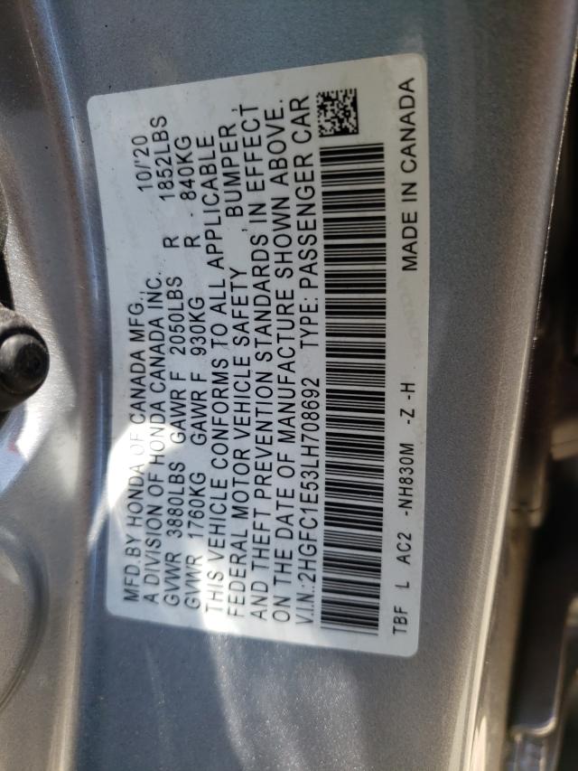 Photo 9 VIN: 2HGFC1E53LH708692 - HONDA CIVIC SI SEDAN 