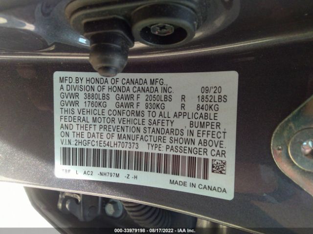 Photo 8 VIN: 2HGFC1E54LH707373 - HONDA CIVIC SI SEDAN 