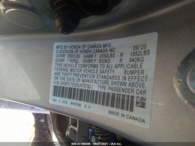 Photo 8 VIN: 2HGFC1E55LH707821 - HONDA CIVIC SI SEDAN 