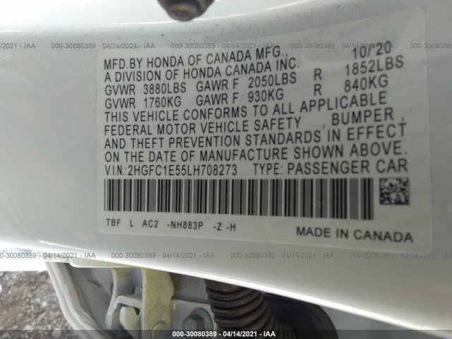 Photo 8 VIN: 2HGFC1E55LH708273 - HONDA CIVIC SI SEDAN 