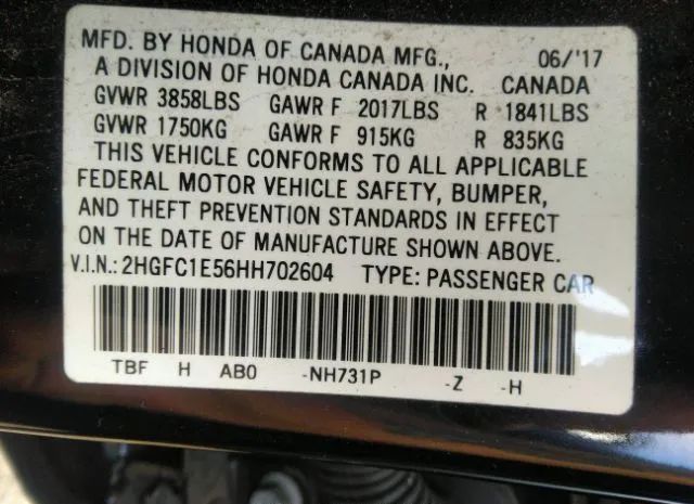 Photo 8 VIN: 2HGFC1E56HH702604 - HONDA CIVIC 