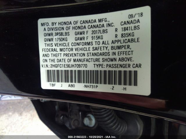 Photo 8 VIN: 2HGFC1E56JH709770 - HONDA CIVIC SI SEDAN 