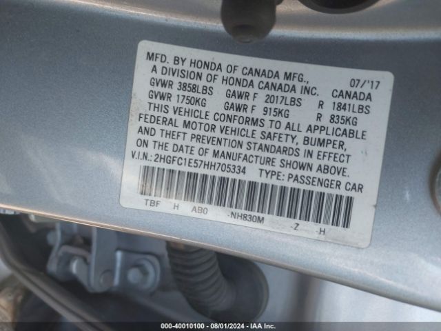 Photo 8 VIN: 2HGFC1E57HH705334 - HONDA CIVIC 