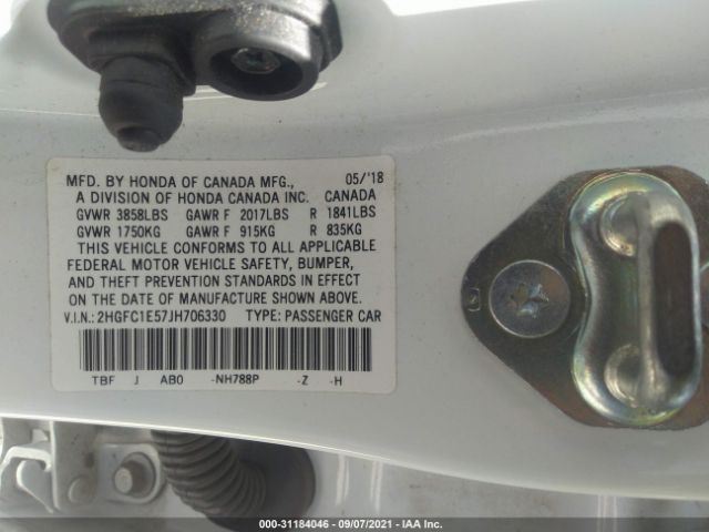 Photo 8 VIN: 2HGFC1E57JH706330 - HONDA CIVIC SI SEDAN 