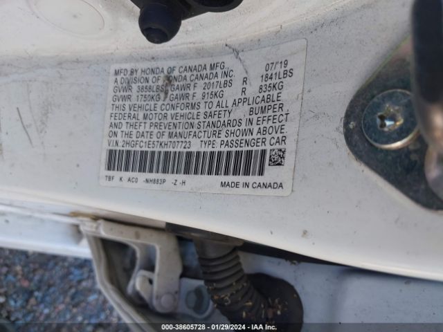 Photo 8 VIN: 2HGFC1E57KH707723 - HONDA CIVIC SI 