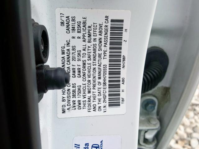 Photo 9 VIN: 2HGFC1E58HH705553 - HONDA CIVIC SI 