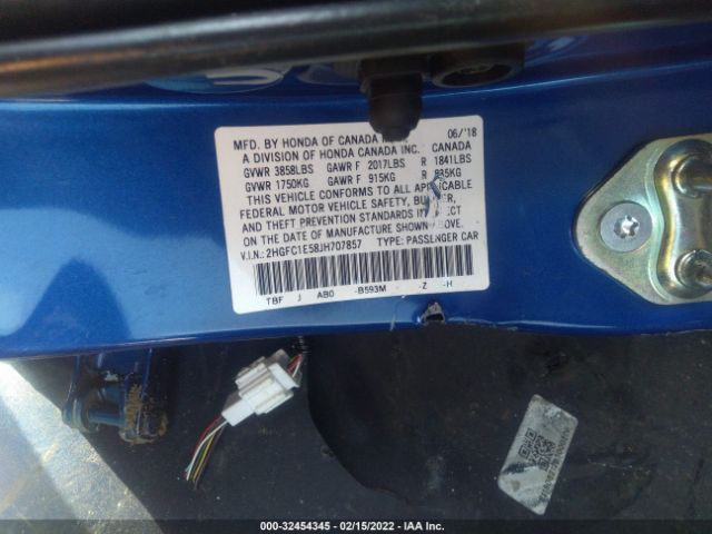 Photo 8 VIN: 2HGFC1E58JH707857 - HONDA CIVIC SI SEDAN 