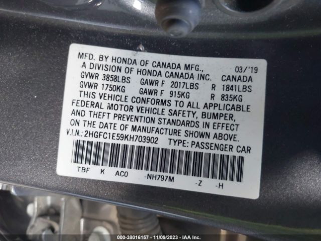 Photo 8 VIN: 2HGFC1E59KH703902 - HONDA CIVIC SI 