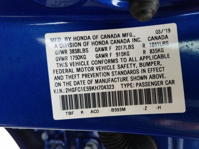 Photo 9 VIN: 2HGFC1E59KH704323 - HONDA CIVIC SI 