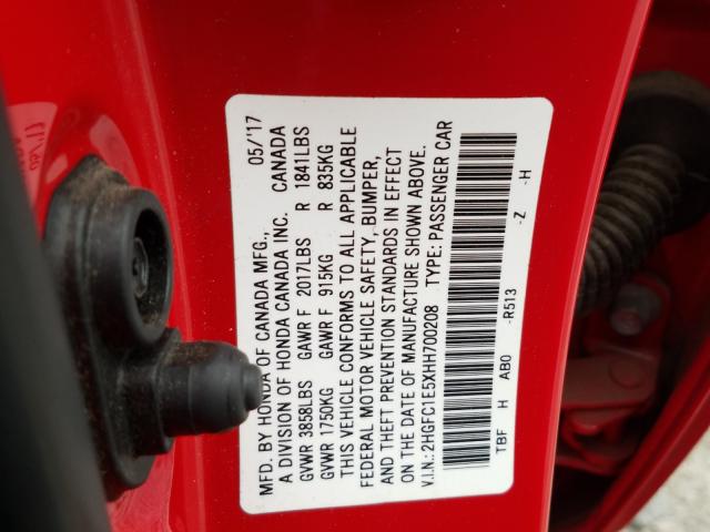 Photo 9 VIN: 2HGFC1E5XHH700208 - HONDA CIVIC SI 