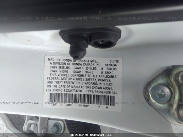 Photo 8 VIN: 2HGFC1E5XJH703258 - HONDA CIVIC SI SEDAN 