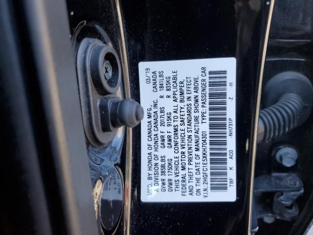 Photo 11 VIN: 2HGFC1E5XKH704301 - HONDA CIVIC 